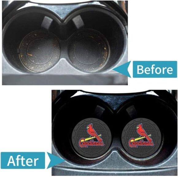 MLB St Louis Cardinals car cup Coasters in black Set of 2 NWT - Picture 3 of 7
